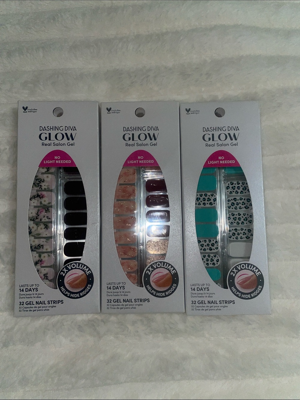 NIB Dashing Diva Glow Gel Nail Strips 3 Packs